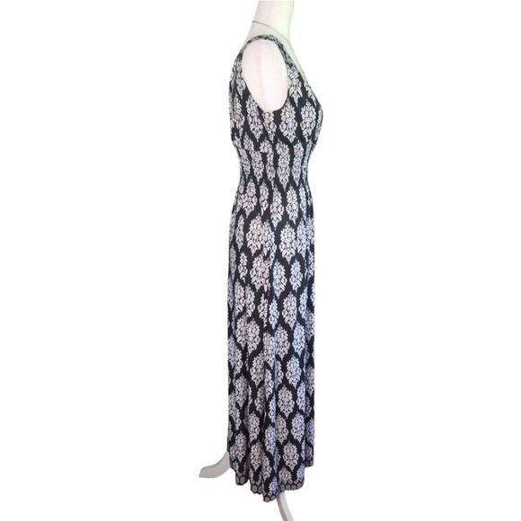 Milano Maxi Dress Sleeveless Floral Print Black and White Size Medium - Picture 2 of 7
